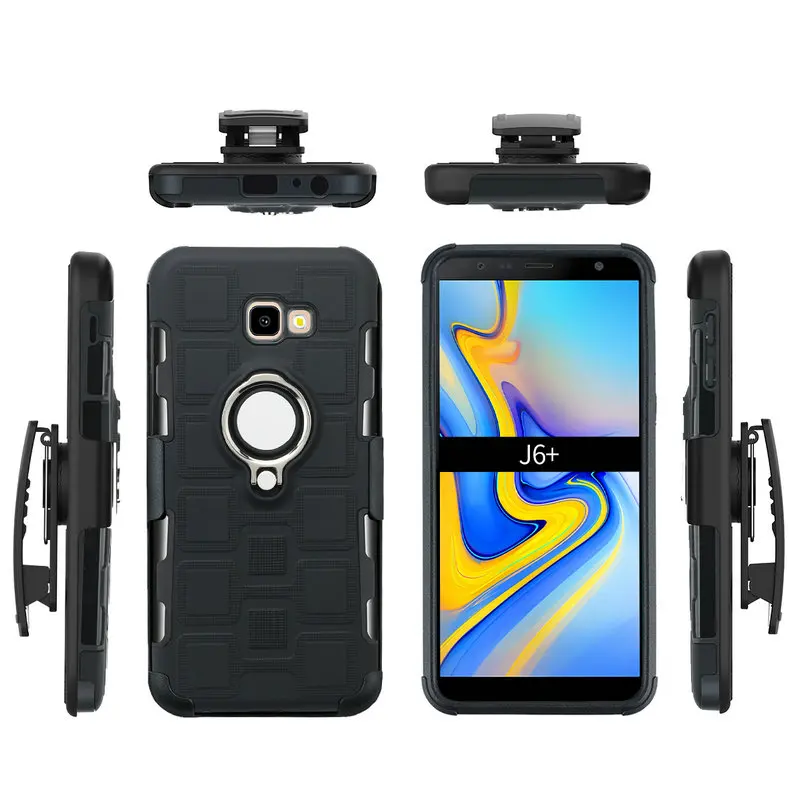 Чехол-кобура с зажимом для ремня Samsung J6Plus чехол J6 2018 металлическим кольцом Galaxy J4