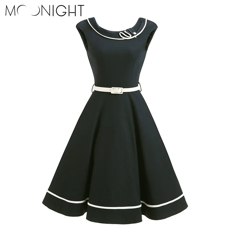 MOONIGHT платья без рукавов женское платье в винтажном стиле Цвет черный синий Сезон