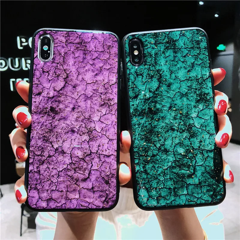 

Tzomsze Glitter Gold foil Personality Crack Phone Case For iPhone X XS XR XS MAX XR 6 6S 7 8 Plus Cases Luxury Bling Cover Funda