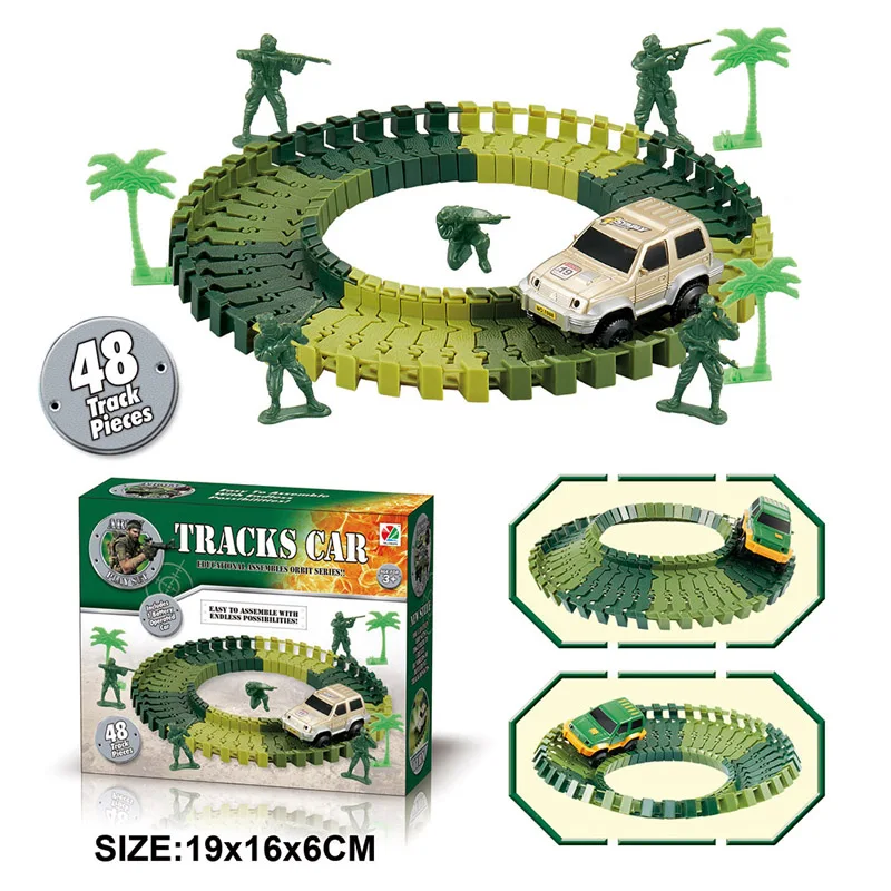 Железная дорога военный гибкий трек игровой набор изгиб светящийся в темноте