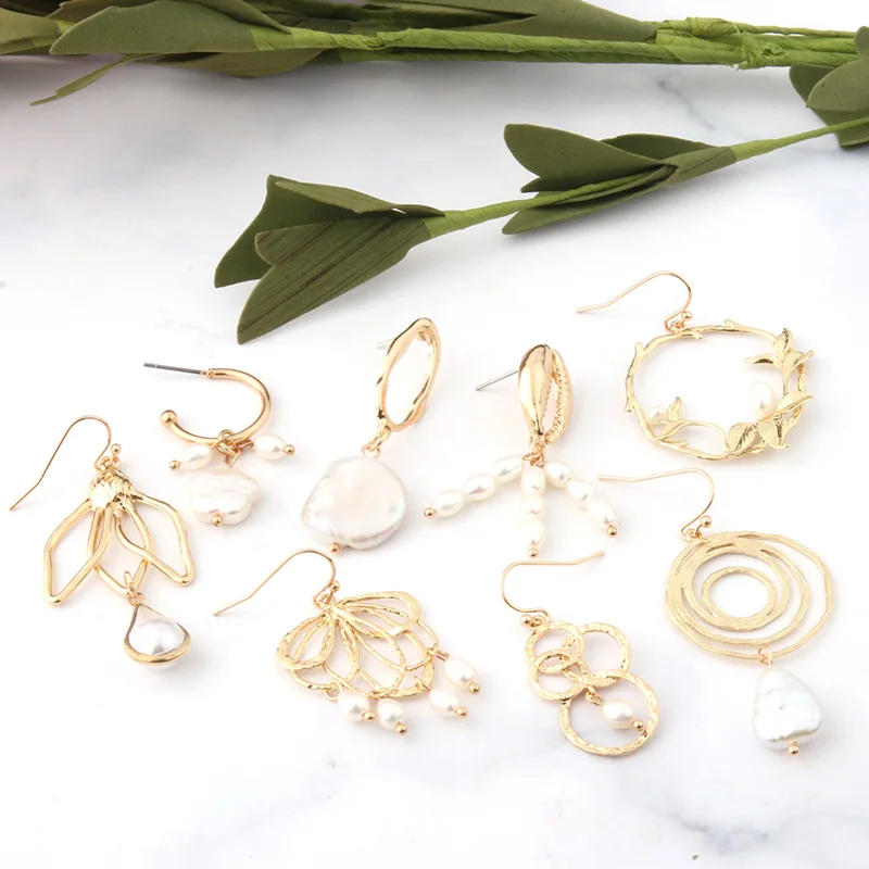 NeeFuWoFu серьги капли богемные брендовые натуральный жемчуг Виноградная нить