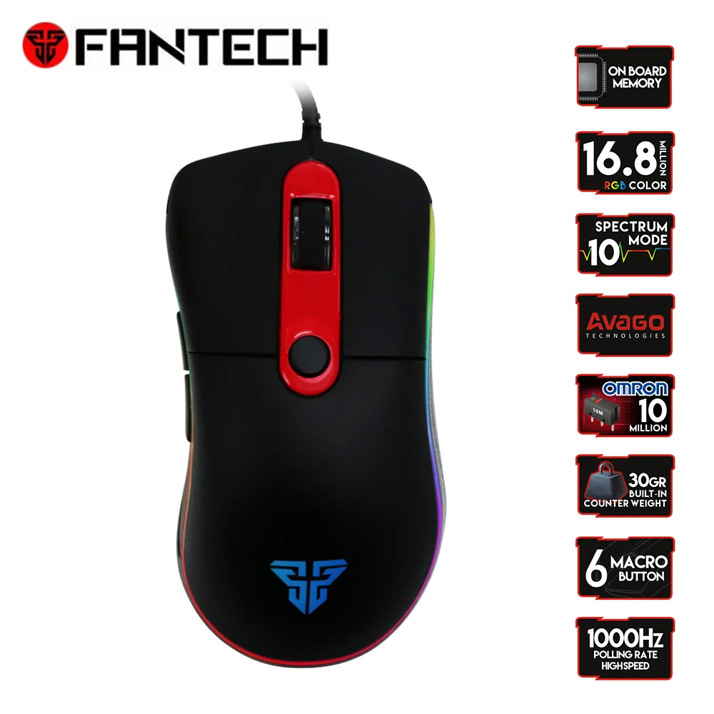 FANTECH X6 Проводная макро Мышь USB оптическая RGB огни геймер 4000 Точек на дюйм с 6 Кнопка