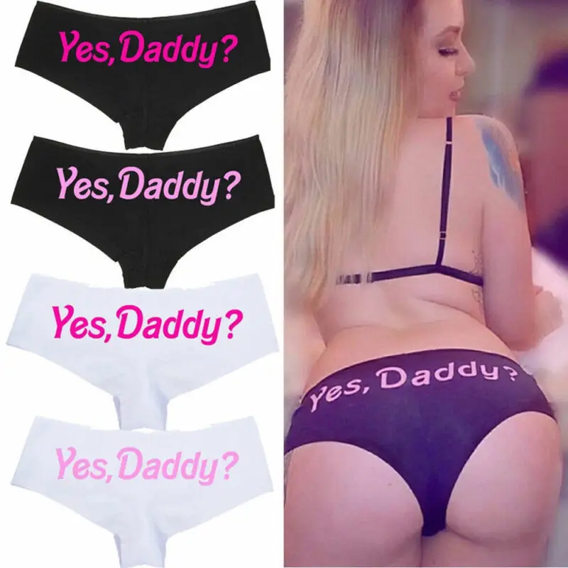 Yes Daddy? Модные трусики с принтом, трусы, бесшовное сексуальное нижнее белье для женщин, женское нижнее белье, женские трусы с низкой талией, трусики для секса XL