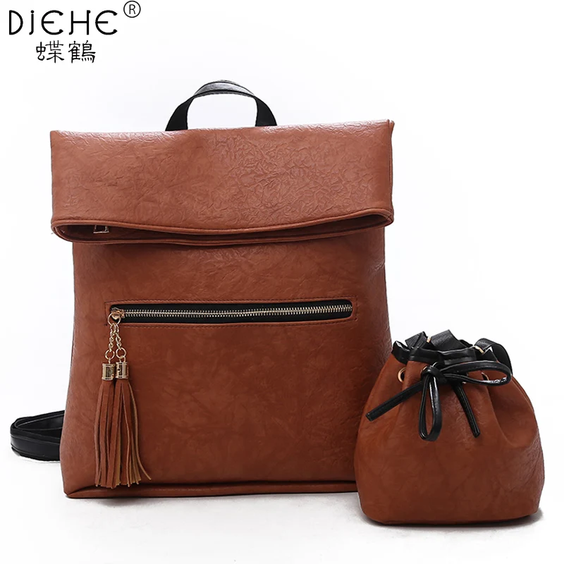 2 шт./компл. винтажный рюкзак женские рюкзаки из искусственной кожи с плечевым