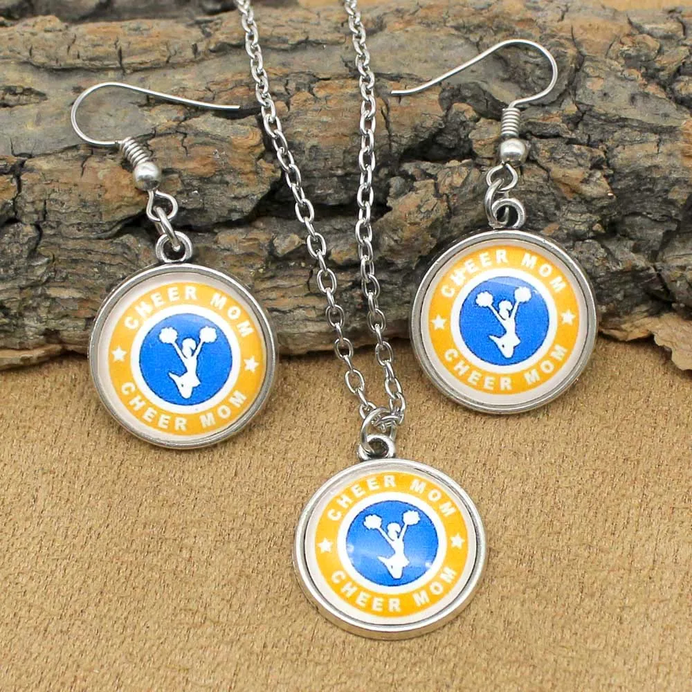 Модные Ювелирные наборы для чирлидеров Мама Ожерелье Комплект сережек женщин