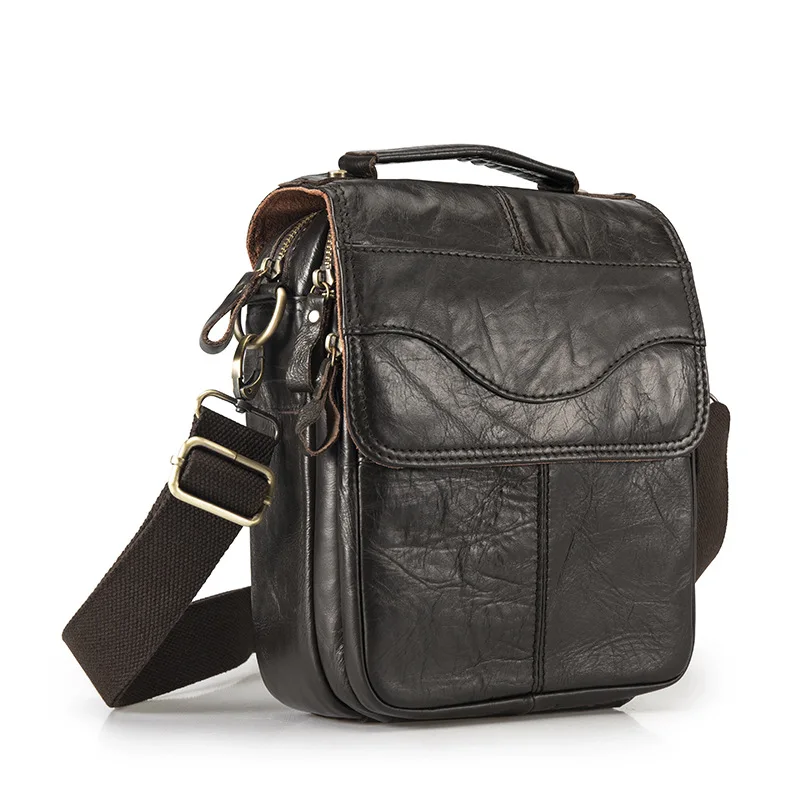 

Norbinus Genuine Leather 8' Casual Handbag Men's Crossbody Shoulder Bag Male Cowhide Messenger Bag Handle Pack For Cell Phone Wa