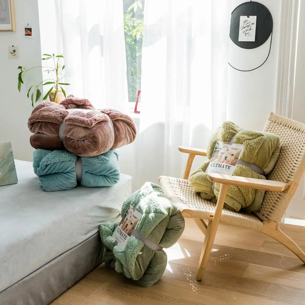 Постельное белье диван одеяло толстый и теплый плед однотонный цвет|sofa throws|bedding