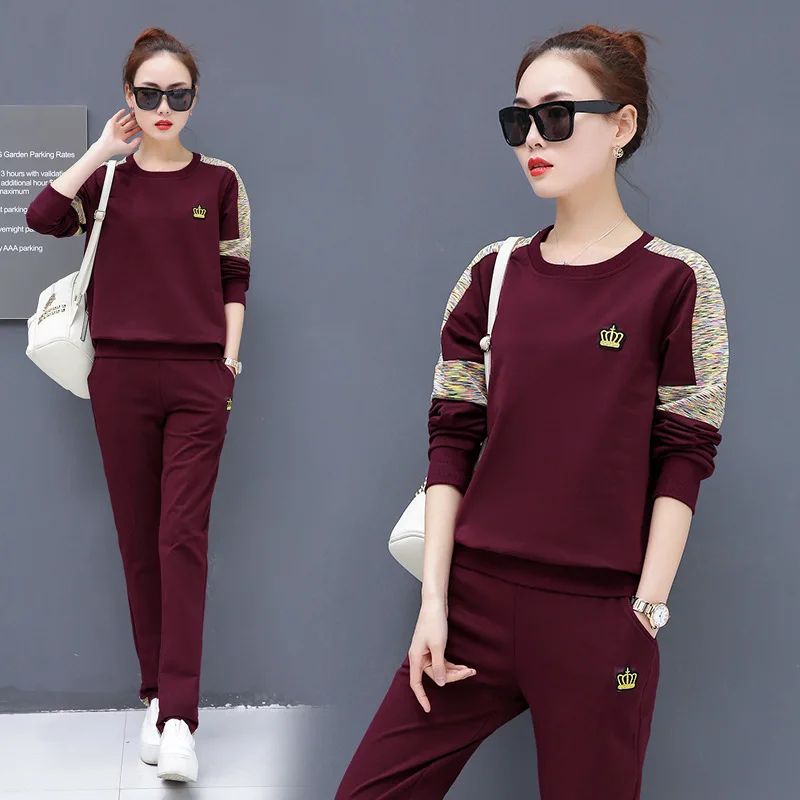 2019 новые модные спортивные костюмы женские Лоскутные комплекты комплект из 2