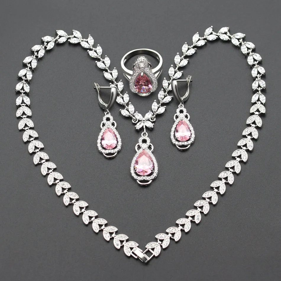 Новое поступление розовый белый циркон Ювелирные наборы для Для женщин матери