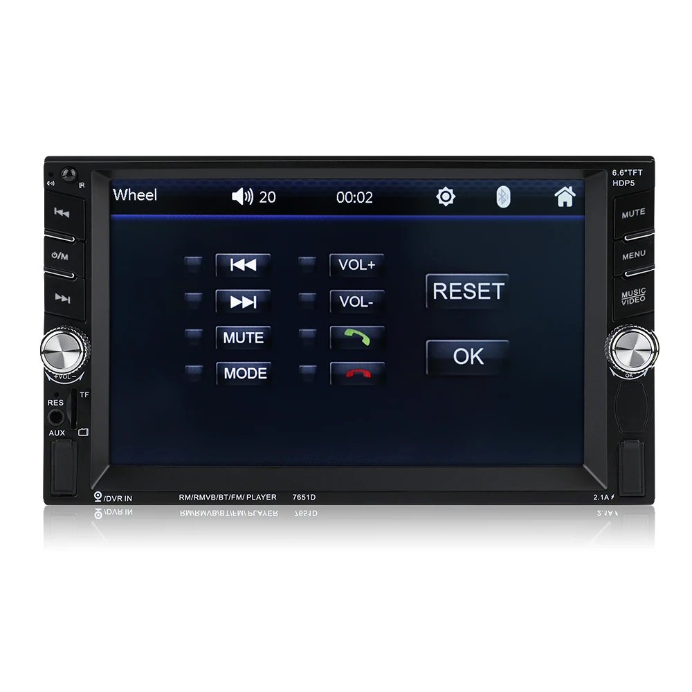 7651D Car Radio Auto radio 2 Din Touch Screen Multimedia Player Bluetooth Mirror Link Rear View Camera With Ratate Spin button | Автомобили