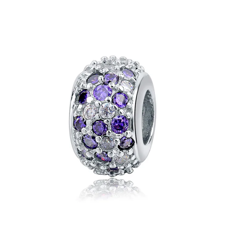 02616-1 Colors Crystal CZ Stone Charms Fit DIY Charms Silver 925 Original In Beads Sterling Silver Bracelet Authentic Jewelry Making - Цвет: 02616-1