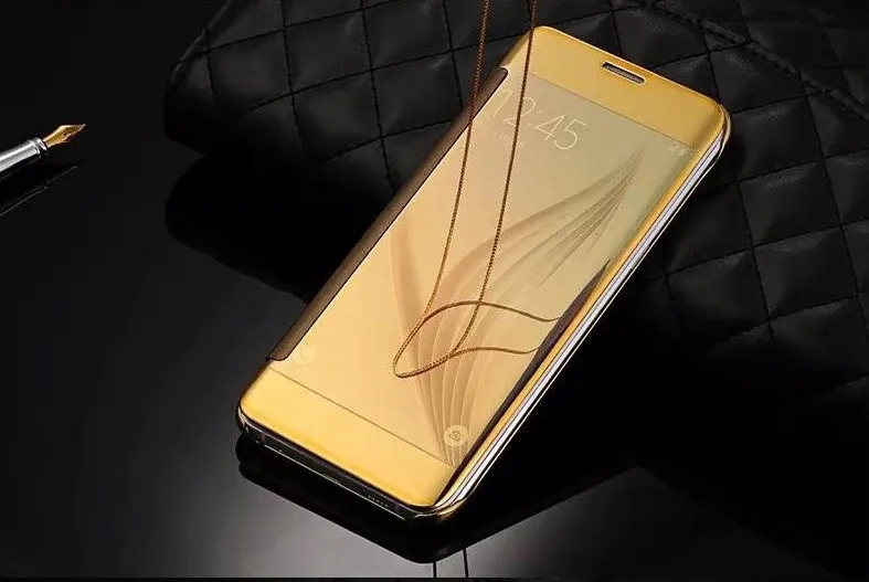 Умный кожаный чехол-книжка для samsung Galaxy S11 S10 S7 Edge S8 S9 Plus Note 7 8 9 10 C5 C7 C9 Pro роскошный зеркальный прозрачный чехол
