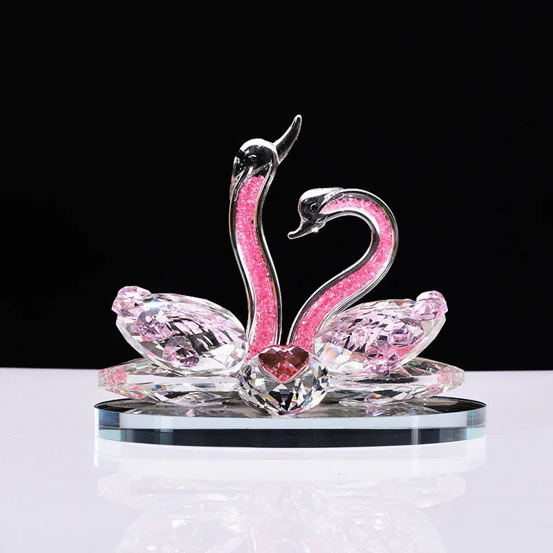High-grade Crystal Pink Swan Crafts Home Decoration Car Interior Wedding Party Valentine's Day Gift | Дом и сад
