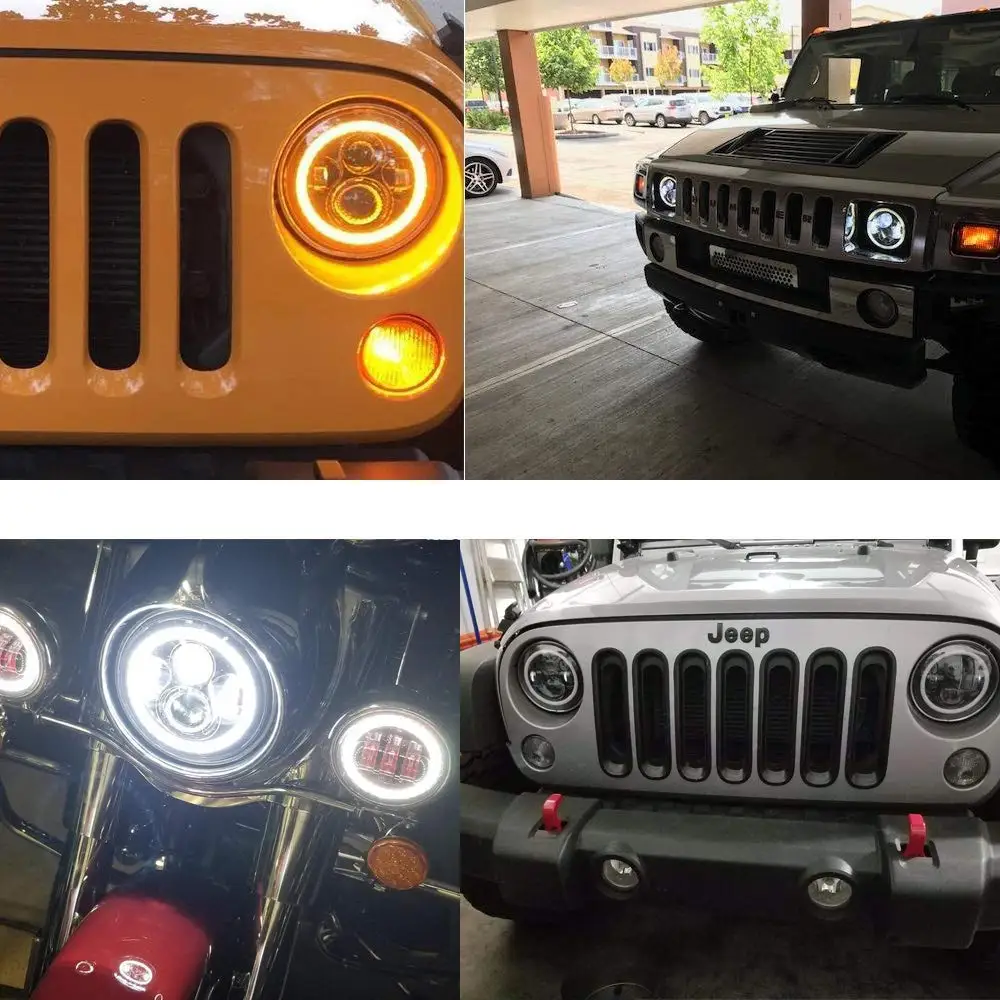 2 шт. Авто Wrangler JK 7 дюймов Halo автомобильные аксессуары " ангельские глазки H4 светодиодные фары для Лада Нива 4X4 УАЗ Хантер джип