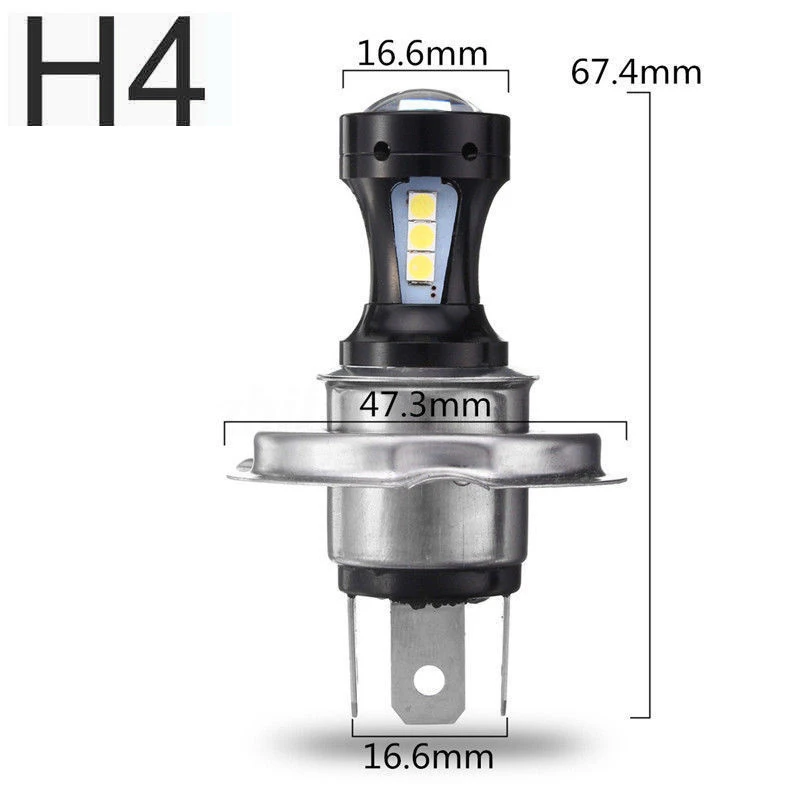 12V для ближнего света, H4 мотоцикл 18SMD 3030 светодиодный Лампа накаливания с лучом 6500K прочный универсальный высокое качество