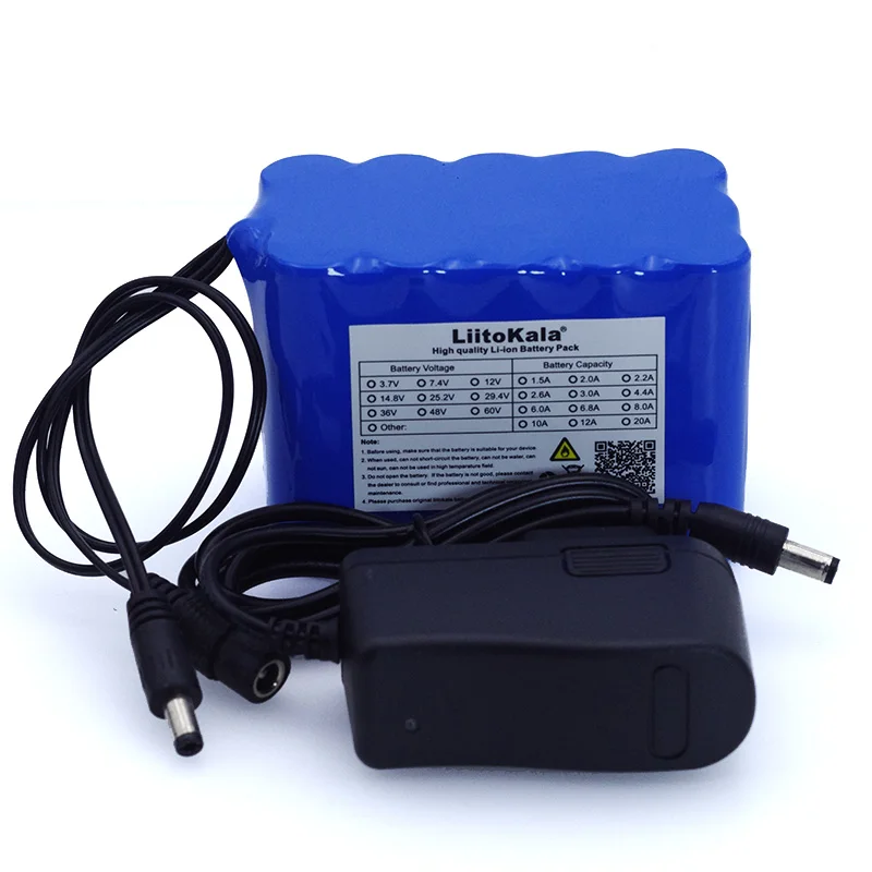 Liitokala 12V 10Ah 18650 li-lon аккумулятор 12 6 V 10000mAh с BMS плата защиты цепи DC 5 5*2 1mm + 1A зарядное
