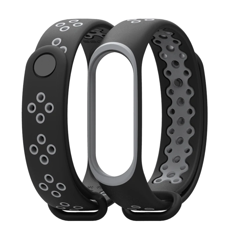 Mi jobs спортивный ремешок mi Band 3 браслет аксессуары для Xiaomi mi Band 3 силиконовый Correa Красочные наручные Смарт-часы mi band 3 ремешок - Цвет: Black Gray