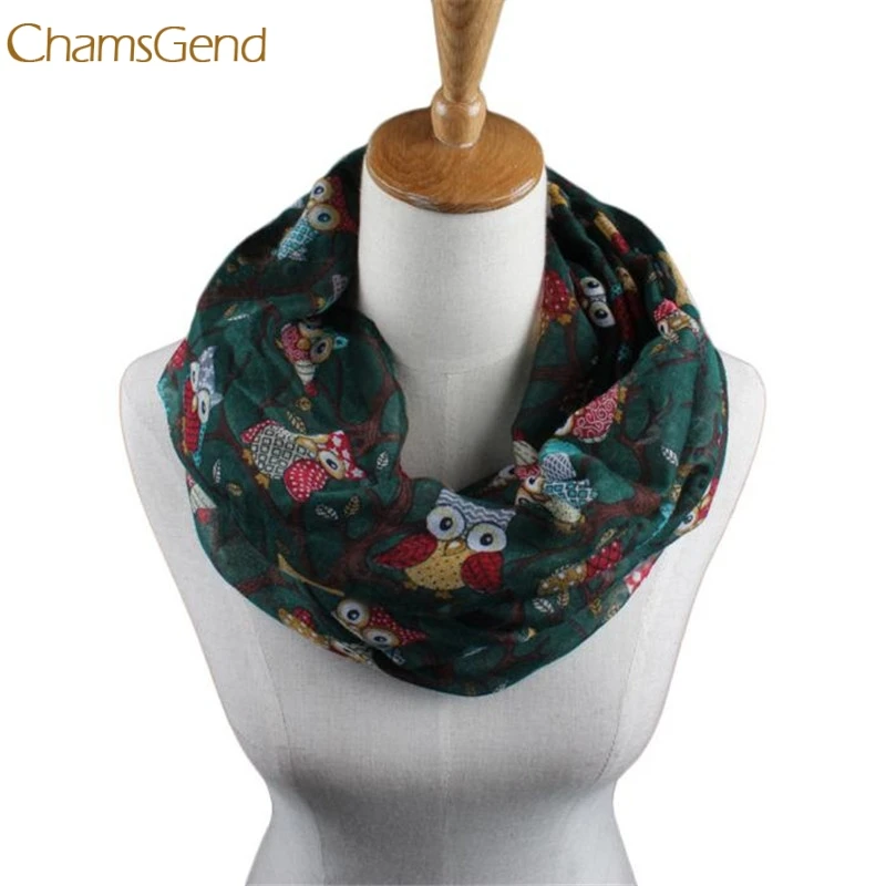 Зимние шарфы для женщин Дамы сова шейный платок с рисунком принтом теплая