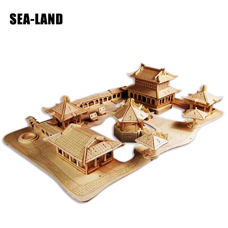 Игрушка для детей 3D Деревянный пазл Suzhou классический сад Diy детская игрушка также