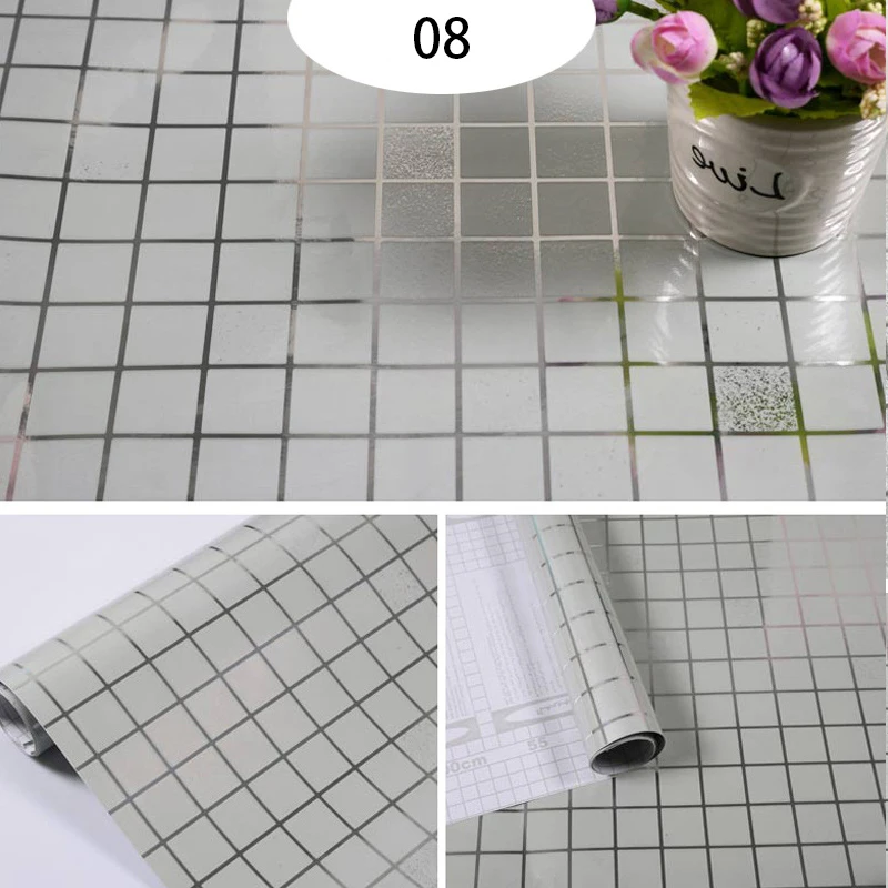 Наклейки на стену для ванной комнаты, ПВХ мозаичные обои для кухни, водонепроницаемые наклейки на плитку, пластиковые виниловые самоклеющиеся обои, домашний декор - Цвет: 08