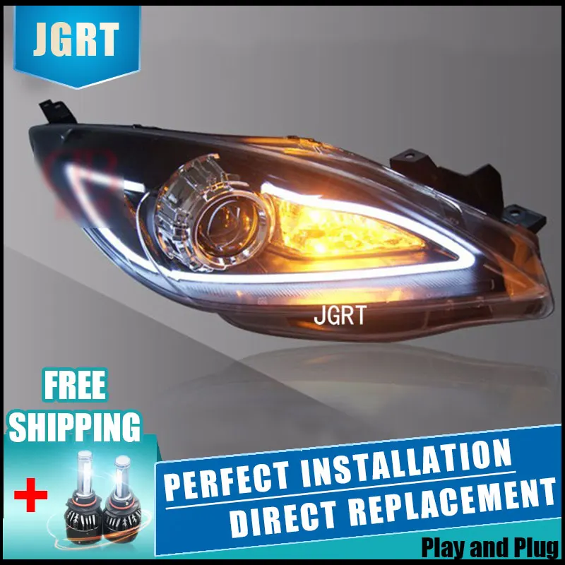Car Styling for Mazda 3 LED Headlight assemmbly Mazda3 Sport Headlights DRL Lens Double Beam H7 with hid kit 2 pcs. | Автомобили и