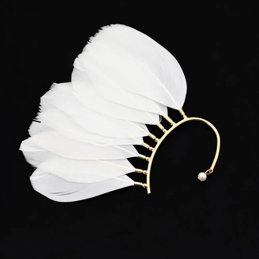 

1 Pcs Bohemia Ethnic Black Feather Pearl Clip Earrings For Women Girl African Gold No Piercing Cuff Ears Unique Indian Jewelry.