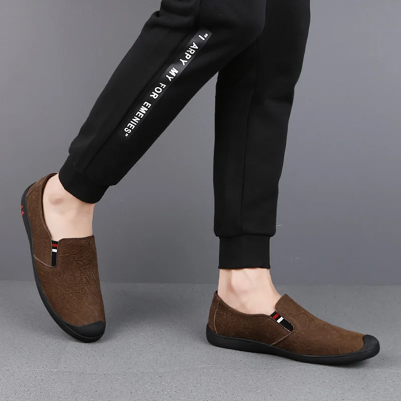 Мужские туфли из натуральной кожи коричневые или черные Лоферы без застежки на