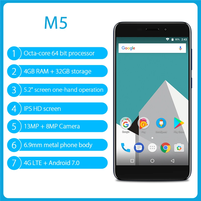 Vernee M5 одной рукой Управление Android 7 0 4 г смартфон ГБ Оперативная память 32 MTK6750 Octa Core