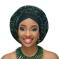 auto gele wedding african headtie african turban headband aso oke gele already made head wrap