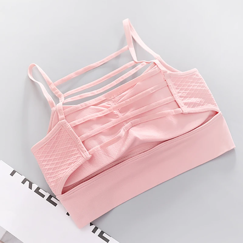 

LUKITAS Women Sports Bra Fitness Cross Back Yoga Bra Impact Workout Gym Trainning Backless Striped Yoga Full Cup Top Nylon Bra