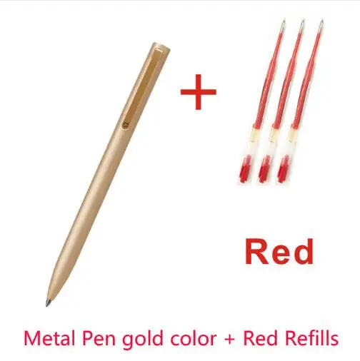 Xiao mi полностью Металлическая mi jia Sign Pen mi Pen 0,5 мм ручка для подписи PREMEC гладкая швейцарская сменная mi Kuni японская чернильная офисная ручка - Цвет: gold and 3 red