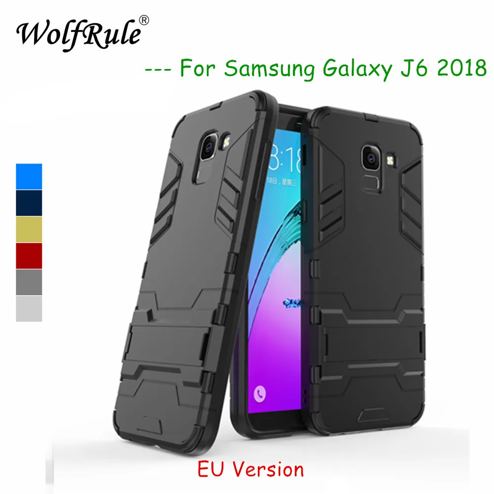

WolfRule For Case Samsung Galaxy J6 2018 Cover Rubber + Hard Plastic Kickstand Back Case For Samsung Galaxy J6 2018 Fundas J600G