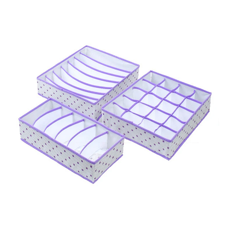 3PCS purple Hoomall многоразмерный органайзер для бюстгальтера, нижнего белья, складная домашняя коробка для хранения, нетканый шкаф, ящик для шкафа, органайзер для шарфов, носков - Цвет: 3PCS purple
