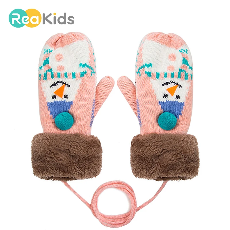 REAKIDS, новые детские перчатки, зимние милые Мультяшные теплые перчатки для маленьких девочек и мальчиков, детские перчатки, Плюшевые рождественские детские варежки