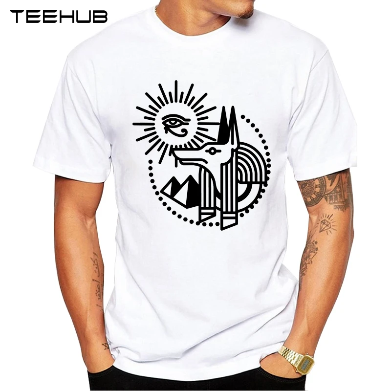 2019 простая Мужская модная футболка TEEHUB с коротким рукавом принтом Анубиса