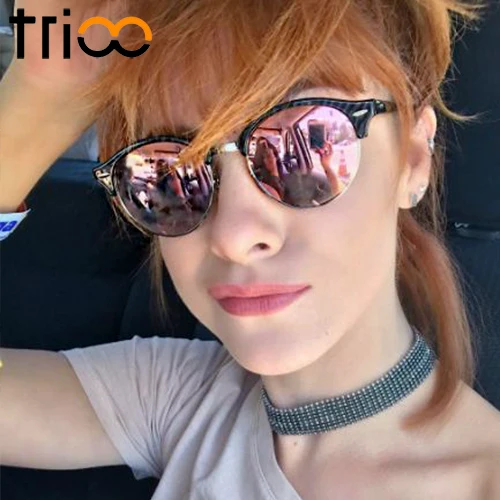 

Очки солнцезащитные TRIOO женские поляризационные, брендовые дизайнерские модные солнечные очки с полуободковой оправой и круглыми линзами ...