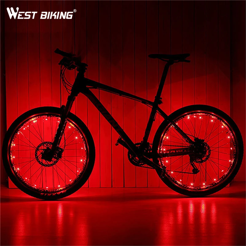 WEST BIKING, водонепроницаемый, 18 светодиодный, для горного велосипеда, велосипедное колесо, спиц, светильник, зарядка через usb, 2,2 м, велосипедный светильник, дорожный, велосипедный светильник, 1 шт