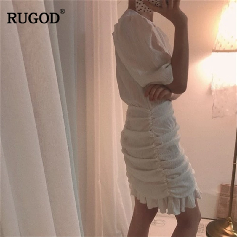 Новое поступление 2019 женское однотонное платье RUGOD с О образным вырезом и