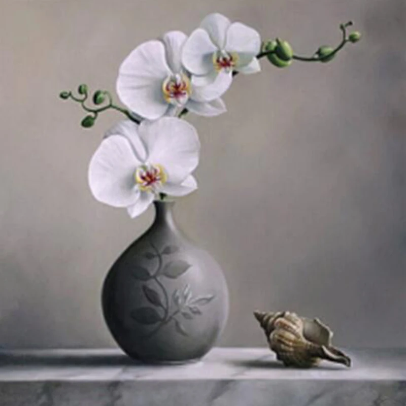 3D Ваза с искусственной орхидеей ручная Алмазная вышивка картина Жилая культура