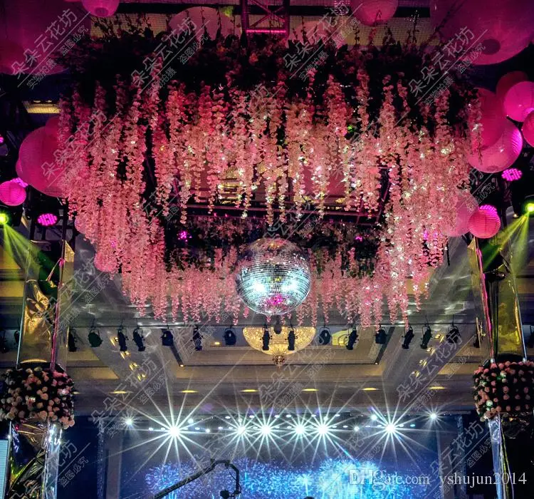 Искусственный Шелковый цветок 110 см гирлянды идеально подходят для свадебного