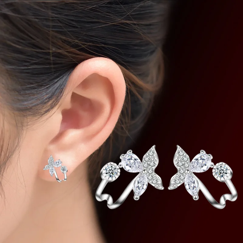 

Modaone 925 Sterling Silver Butterfly Flower Stud Earrings for Women New Front Fashion Jewelry