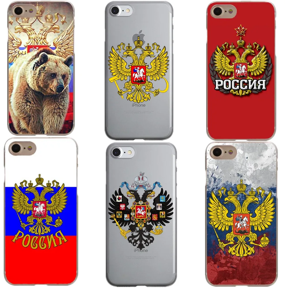 Российский флаг/эмблема медведь Жесткий Чехол для ПК чехол iPhone 5 5S SE 6 S Plus 7 XS Max XR 8 X