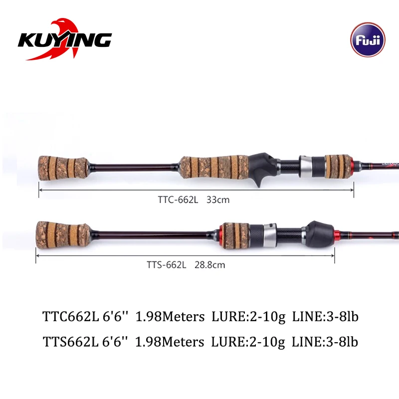 KUYING Teton L светильник 1,98 м 6'6 ''baitcasing литье спиннинговая Приманка Удочка мягкая Удочка тростниковая палка углеродная средняя быстрое действие