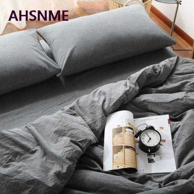 Dark Grey AHSNME постельное белье из хлопка, супер мягкое постельное белье, темно-серый однотонный пододеяльник edredones y conjuntos de ropa de cama - Цвет: Dark Grey