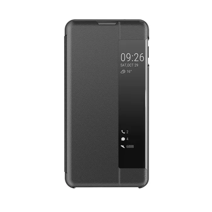Black Роскошные Clear View Зеркало чехол для телефона для samsung S7 край S8 S9 S10 плюс E Примечание 8 9 J4 J6 A9 A6 A7 из искусственной кожи флип телефон Капа - Цвет: Black