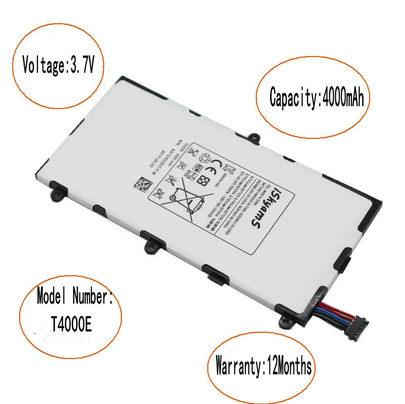 2x4000 мА/ч T4000E запасная батарея для Samsung Galaxy Tab Tablet 3 7 0 T211 T210 T215 T210R T217A SM-T210R T2105 P3210 P3200 |