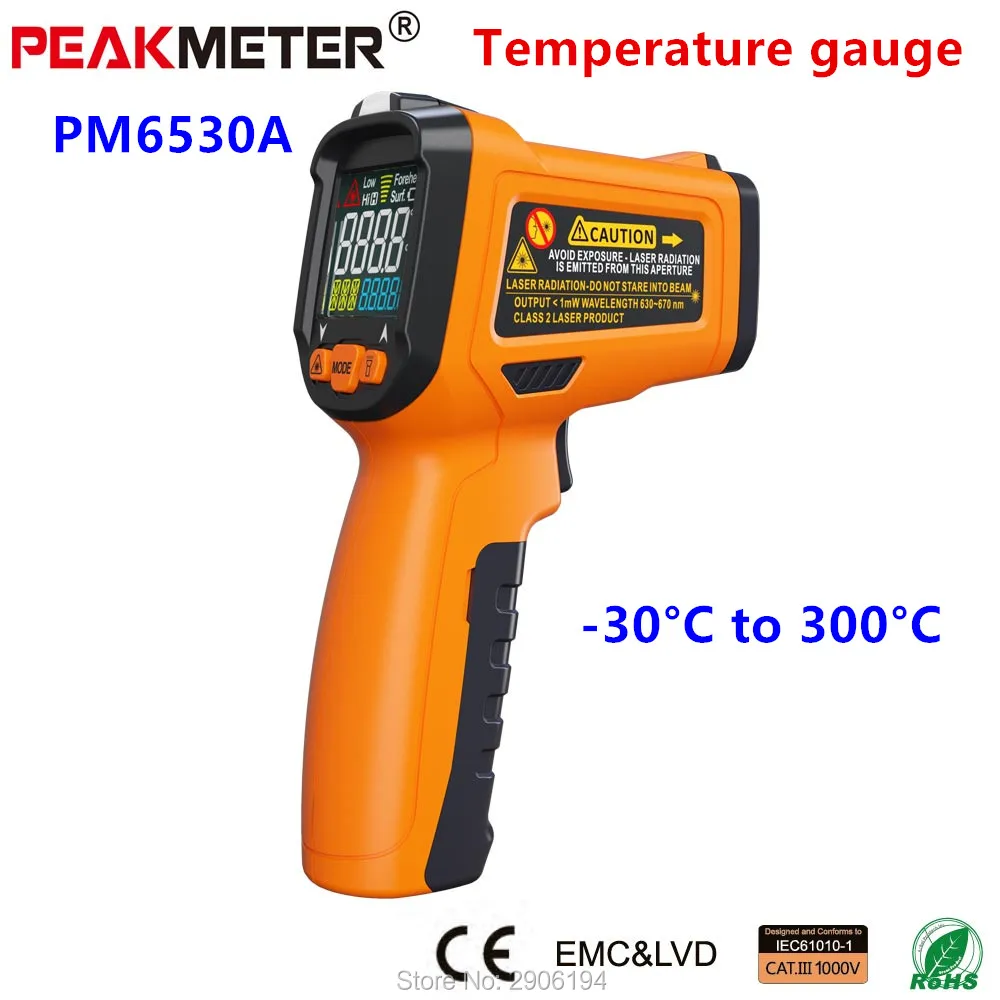 PEAKMETER PM6530A лазерный ЖК цифровой инфракрасный термометр измеритель температуры