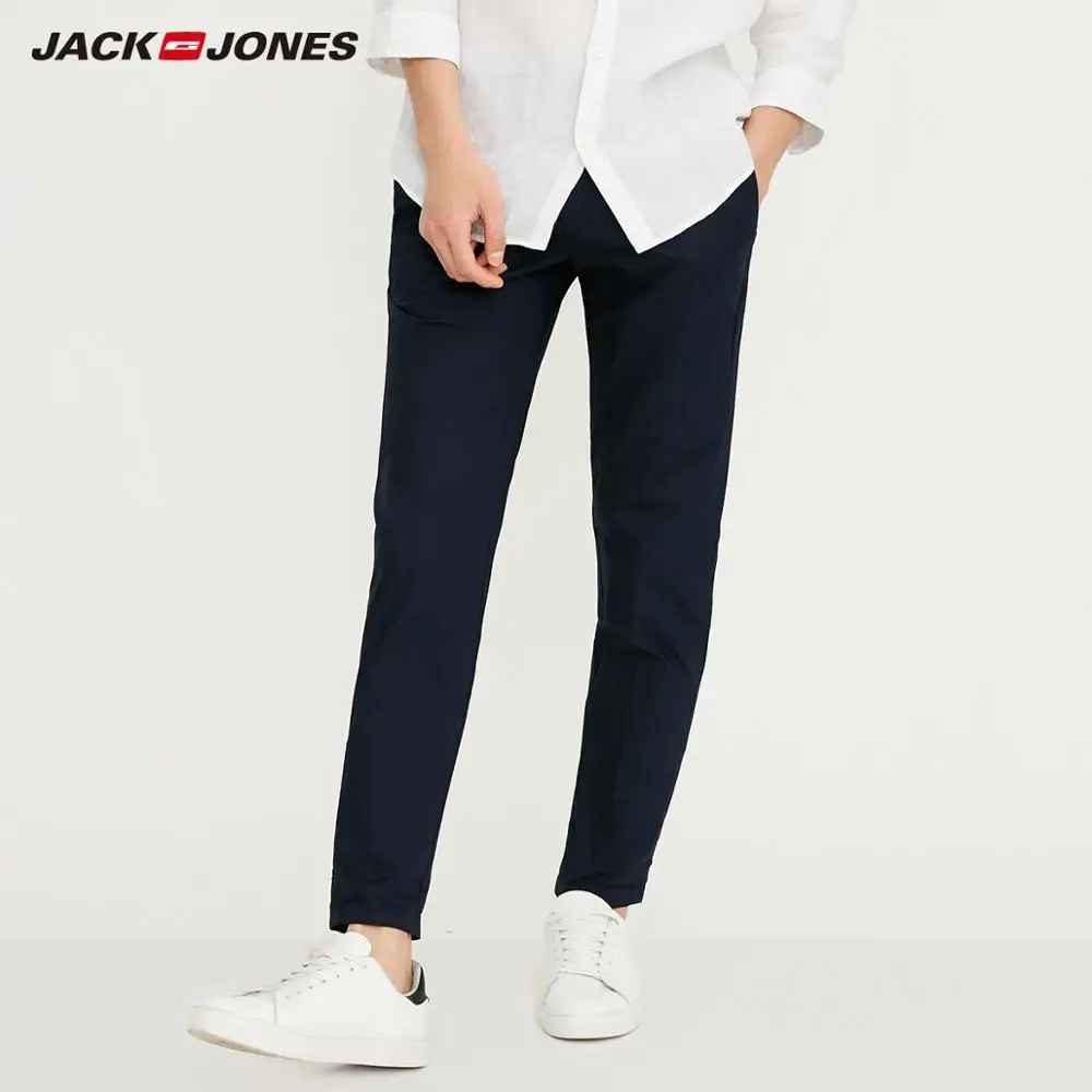 JackJones мужские Весна и лето 100% хлопок чистый цвет Эластичные Обтягивающие брюки