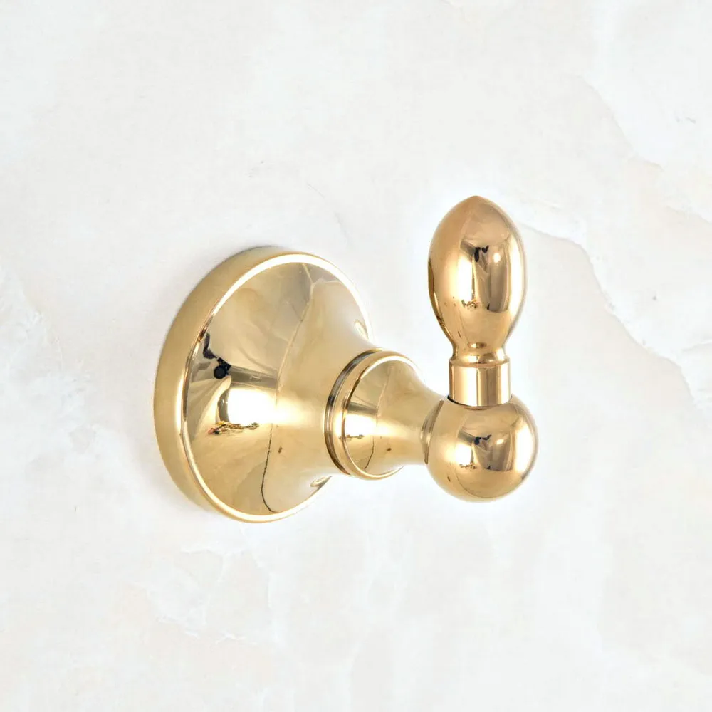 Настенный Роскошный полированный золотой цвет латунный крючок для полотенец