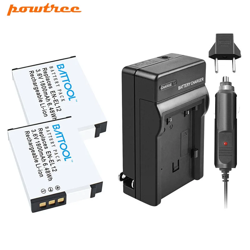 Batcool EN EL12 аккумуляторы + зарядное устройство для Nikon Coolpix S9900 S9700 S9100 S8000 AW120 AW130 S6000 S6100